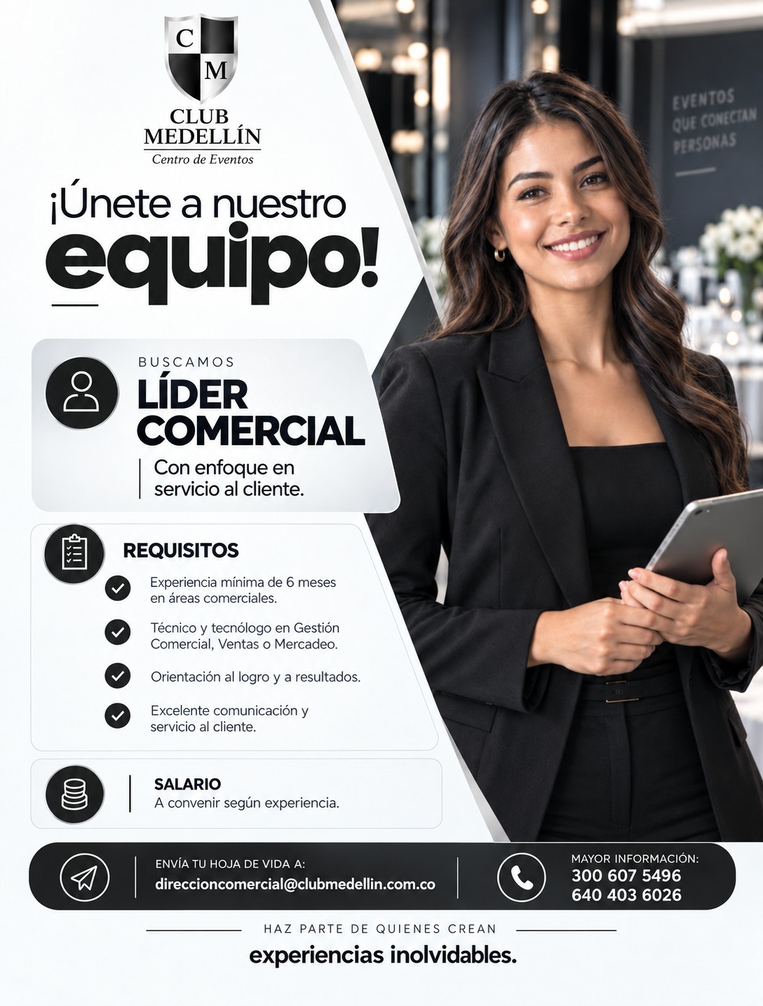 Buscamos Líder comercial con enfoque en servicio al cliente